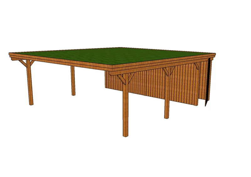 Gründach-Carport CLASSIC Holzblende mit Abstellraum (Verkleidung: Klassisches Duoprofil)