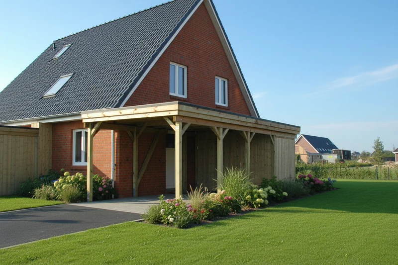 Einzel-Carport CLASSIC Holzblende mit Abstellraum (Verkleidung: Klassisches Duoprofil)