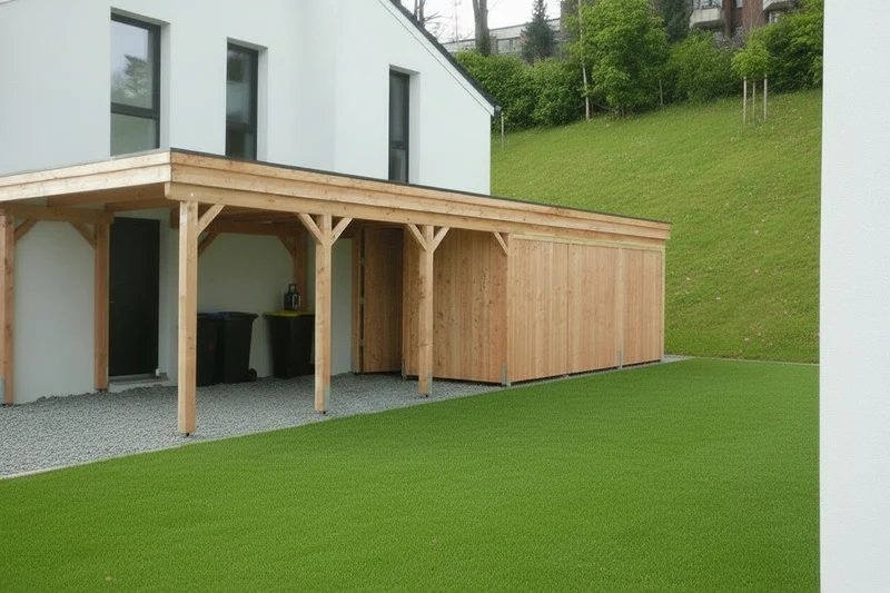 Einzel-Carport CLASSIC Holzblende mit Abstellraum (Verkleidung: Klassisches Duoprofil)