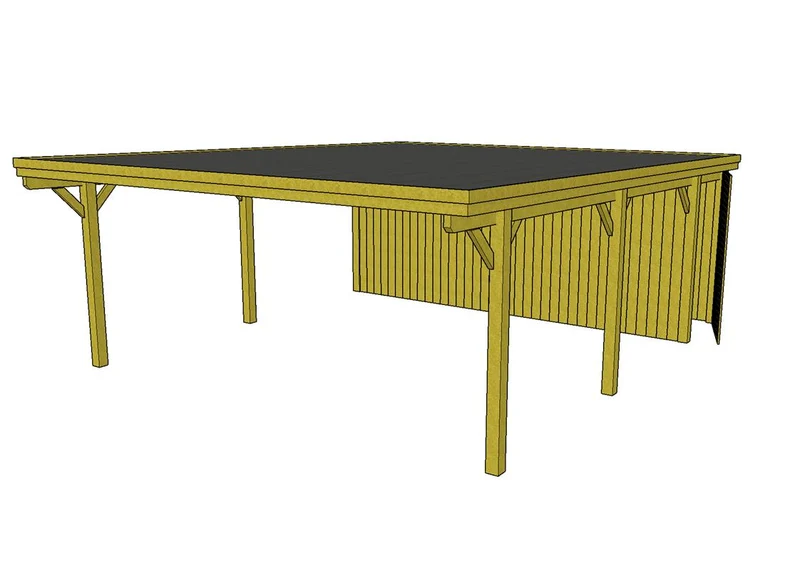 Einzel-Carport CLASSIC Holzblende mit Abstellraum (Verkleidung: Klassisches Duoprofil)