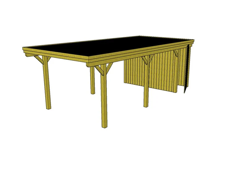 Einzel-Carport CLASSIC Holzblende mit Abstellraum (Verkleidung: Klassisches Duoprofil)