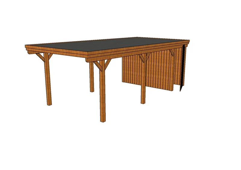 Einzel-Carport CLASSIC Holzblende mit Abstellraum (Verkleidung: Klassisches Duoprofil)