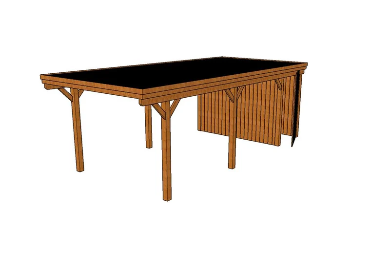 Einzel-Carport CLASSIC Holzblende mit Abstellraum (Verkleidung: Klassisches Duoprofil)