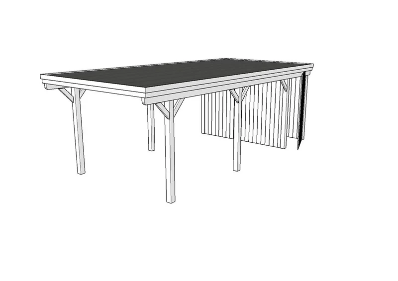 Einzel-Carport CLASSIC Holzblende mit Abstellraum (Verkleidung: Klassisches Duoprofil)