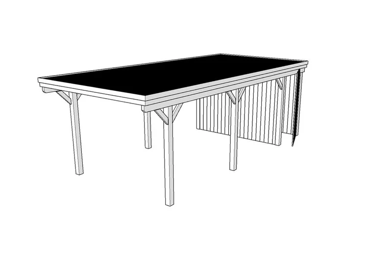 Einzel-Carport CLASSIC Holzblende mit Abstellraum (Verkleidung: Klassisches Duoprofil)