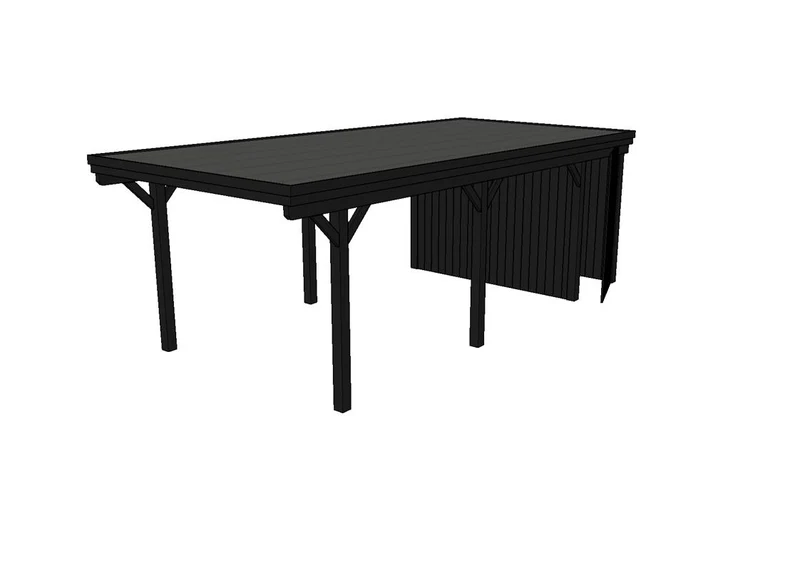 Einzel-Carport CLASSIC Holzblende mit Abstellraum (Verkleidung: Klassisches Duoprofil)