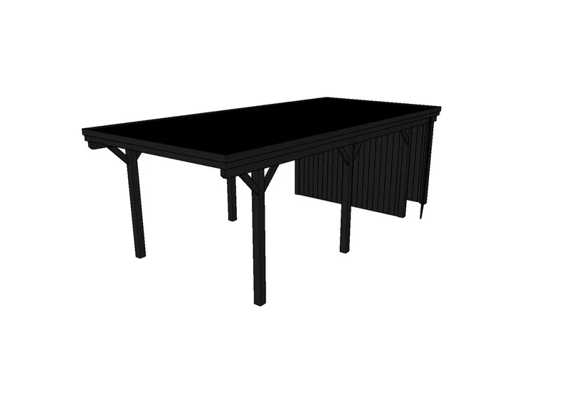 Einzel-Carport CLASSIC Holzblende mit Abstellraum (Verkleidung: Klassisches Duoprofil)