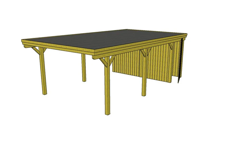 Einzel-Carport CLASSIC Holzblende mit Abstellraum (Verkleidung: Klassisches Duoprofil)