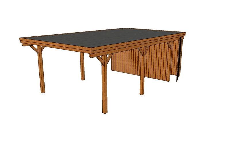 Einzel-Carport CLASSIC Holzblende mit Abstellraum (Verkleidung: Klassisches Duoprofil)
