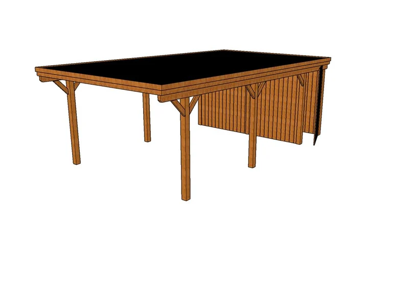Einzel-Carport CLASSIC Holzblende mit Abstellraum (Verkleidung: Klassisches Duoprofil)