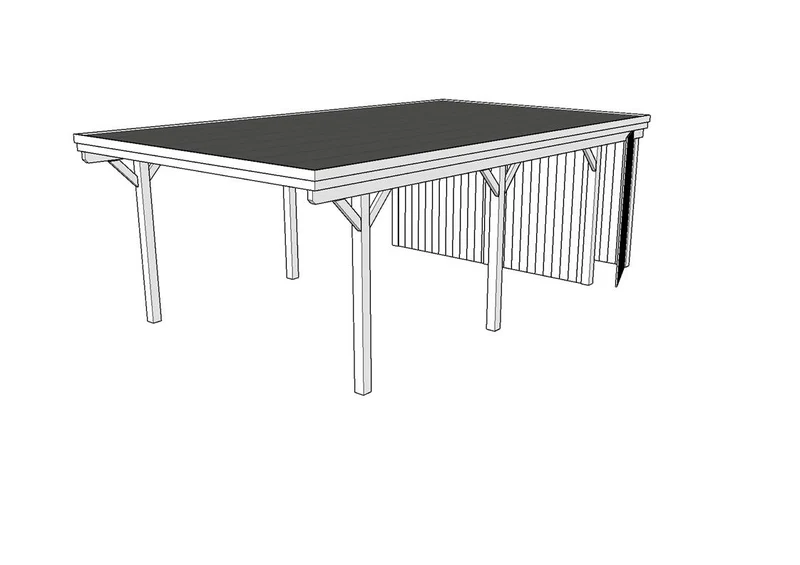 Einzel-Carport CLASSIC Holzblende mit Abstellraum (Verkleidung: Klassisches Duoprofil)