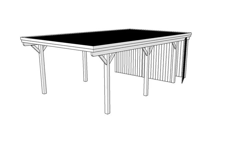 Einzel-Carport CLASSIC Holzblende mit Abstellraum (Verkleidung: Klassisches Duoprofil)