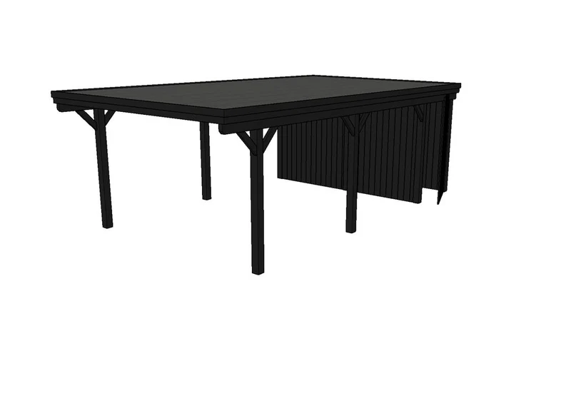 Einzel-Carport CLASSIC Holzblende mit Abstellraum (Verkleidung: Klassisches Duoprofil)