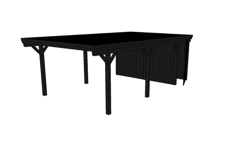 Einzel-Carport CLASSIC Holzblende mit Abstellraum (Verkleidung: Klassisches Duoprofil)