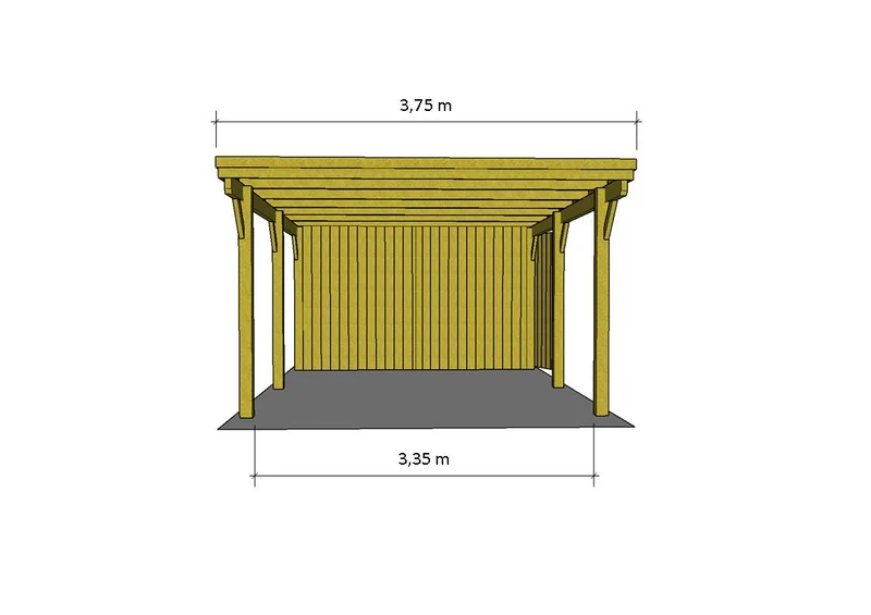 Einzel-Carport CLASSIC Holzblende mit Abstellraum (Verkleidung: Klassisches Duoprofil)
