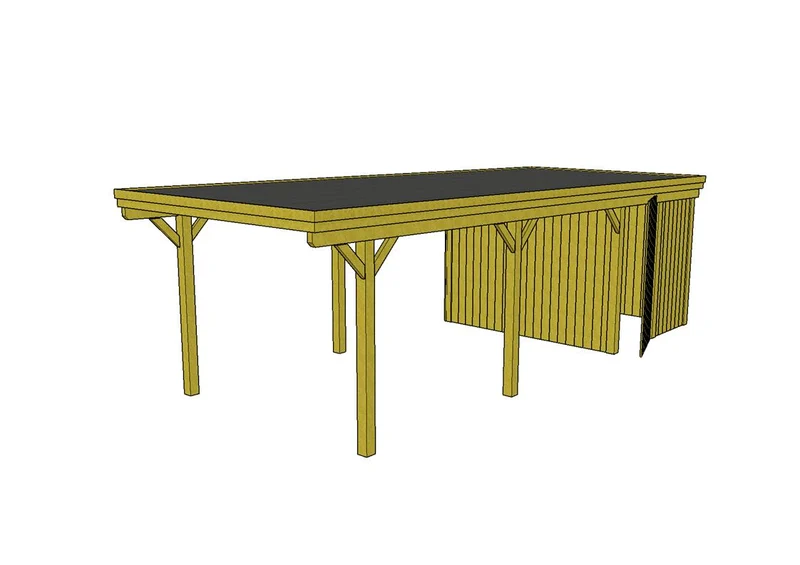 Einzel-Carport CLASSIC Holzblende mit Abstellraum (Verkleidung: Klassisches Duoprofil)