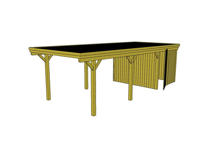 Einzel-Carport CLASSIC Holzblende mit Abstellraum (Verkleidung: Klassisches Duoprofil)