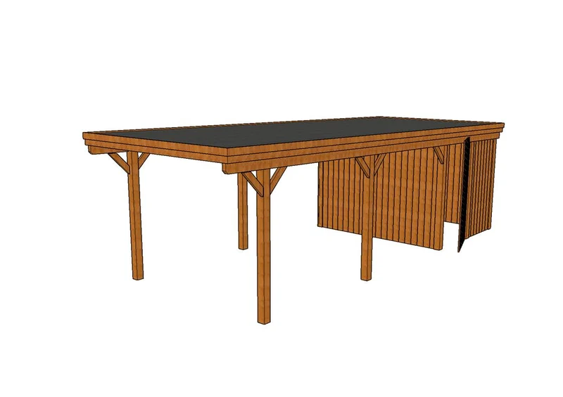 Einzel-Carport CLASSIC Holzblende mit Abstellraum (Verkleidung: Klassisches Duoprofil)