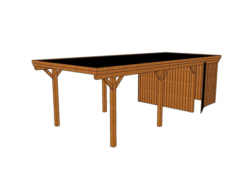 Einzel-Carport CLASSIC Holzblende mit Abstellraum (Verkleidung: Klassisches Duoprofil)