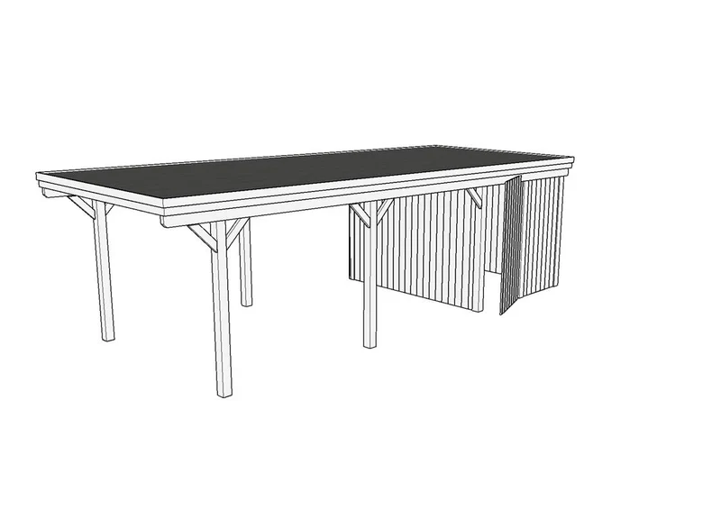 Einzel-Carport CLASSIC Holzblende mit Abstellraum (Verkleidung: Klassisches Duoprofil)