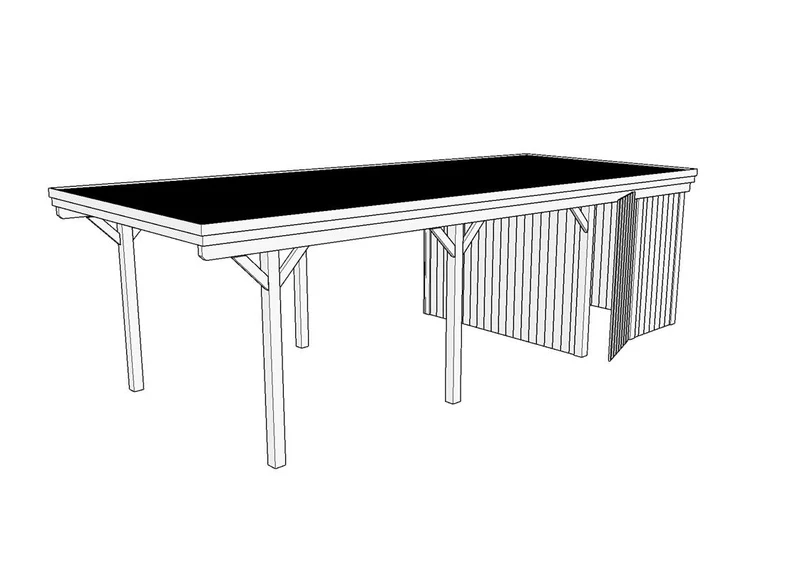 Einzel-Carport CLASSIC Holzblende mit Abstellraum (Verkleidung: Klassisches Duoprofil)