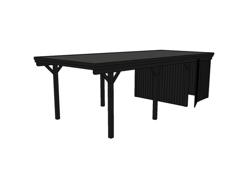 Einzel-Carport CLASSIC Holzblende mit Abstellraum (Verkleidung: Klassisches Duoprofil)