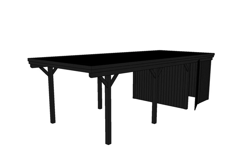 Einzel-Carport CLASSIC Holzblende mit Abstellraum (Verkleidung: Klassisches Duoprofil)