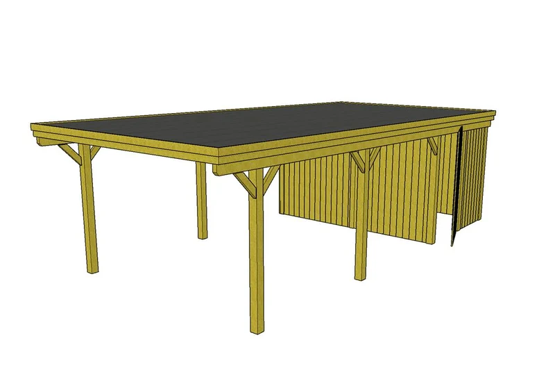 Einzel-Carport CLASSIC Holzblende mit Abstellraum (Verkleidung: Klassisches Duoprofil)