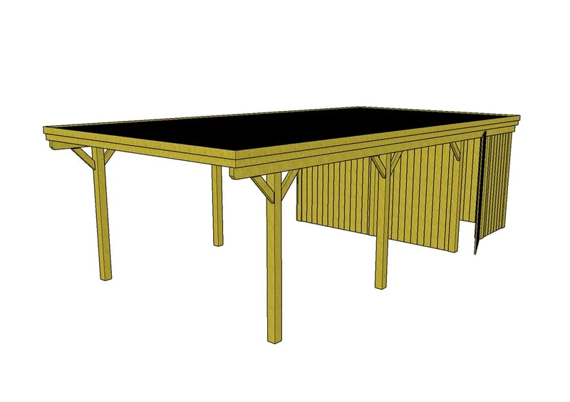 Einzel-Carport CLASSIC Holzblende mit Abstellraum (Verkleidung: Klassisches Duoprofil)