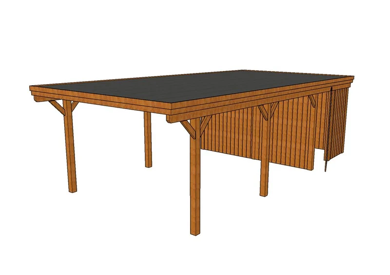 Einzel-Carport CLASSIC Holzblende mit Abstellraum (Verkleidung: Klassisches Duoprofil)