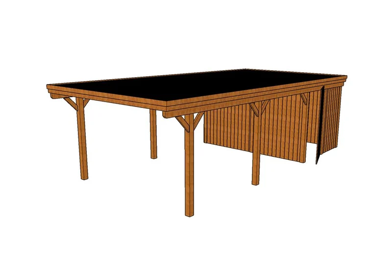 Einzel-Carport CLASSIC Holzblende mit Abstellraum (Verkleidung: Klassisches Duoprofil)
