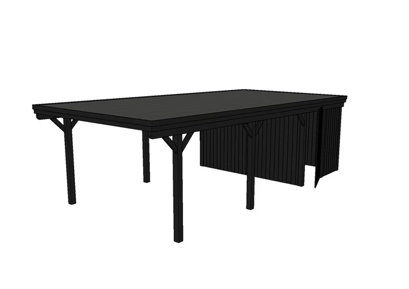 Einzel-Carport CLASSIC Holzblende mit Abstellraum (Verkleidung: Klassisches Duoprofil)