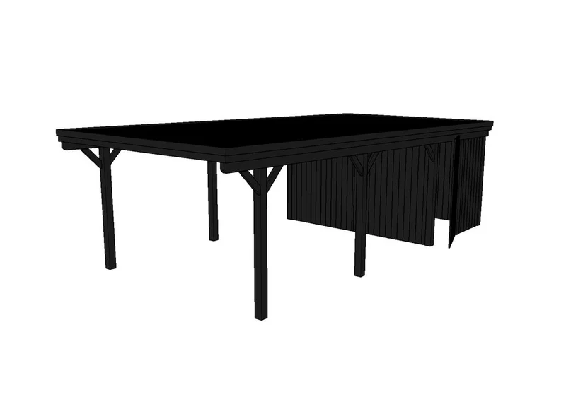 Einzel-Carport CLASSIC Holzblende mit Abstellraum (Verkleidung: Klassisches Duoprofil)