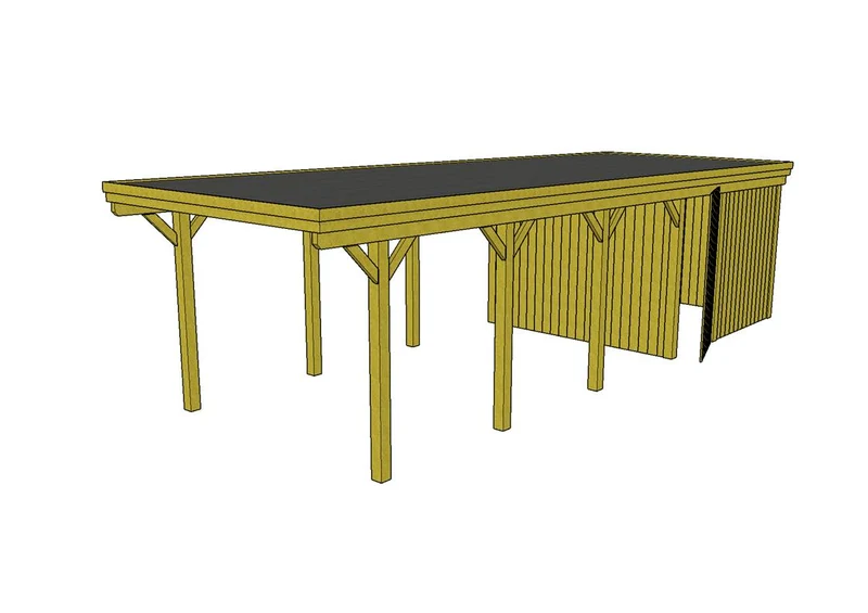 Einzel-Carport CLASSIC Holzblende mit Abstellraum (Verkleidung: Klassisches Duoprofil)