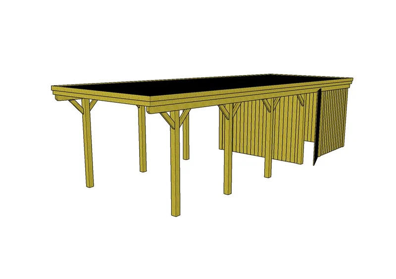 Einzel-Carport CLASSIC Holzblende mit Abstellraum (Verkleidung: Klassisches Duoprofil)