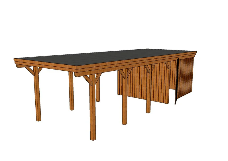 Einzel-Carport CLASSIC Holzblende mit Abstellraum (Verkleidung: Klassisches Duoprofil)