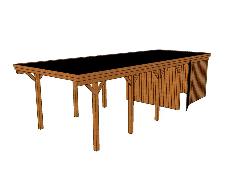 Einzel-Carport CLASSIC Holzblende mit Abstellraum (Verkleidung: Klassisches Duoprofil)