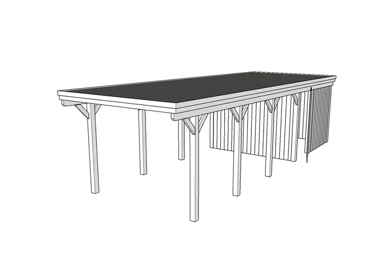 Einzel-Carport CLASSIC Holzblende mit Abstellraum (Verkleidung: Klassisches Duoprofil)