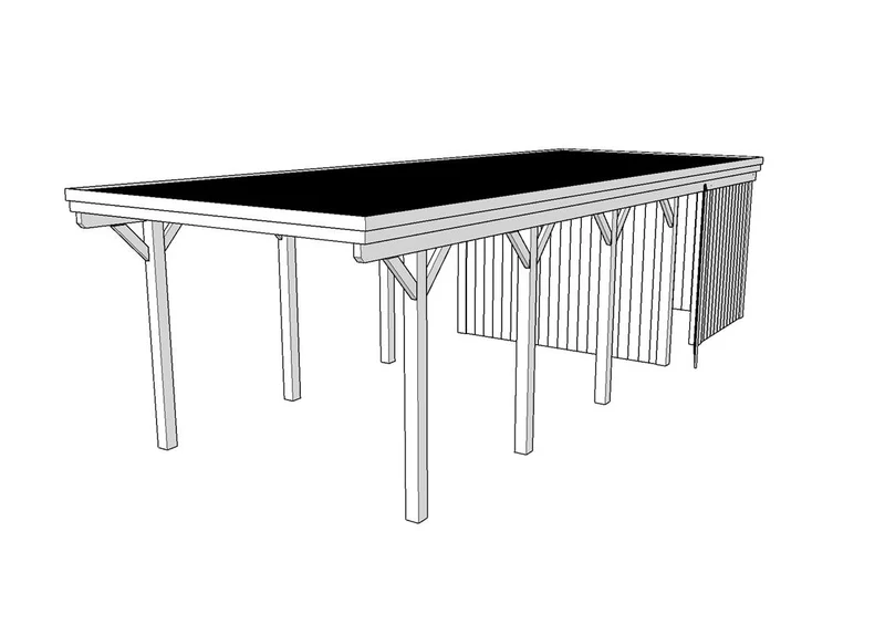 Einzel-Carport CLASSIC Holzblende mit Abstellraum (Verkleidung: Klassisches Duoprofil)