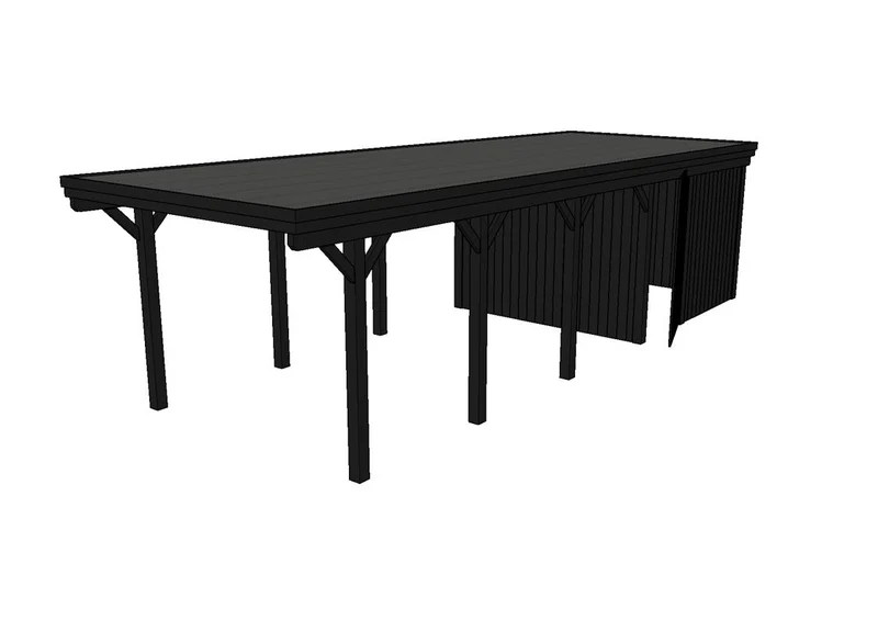 Einzel-Carport CLASSIC Holzblende mit Abstellraum (Verkleidung: Klassisches Duoprofil)