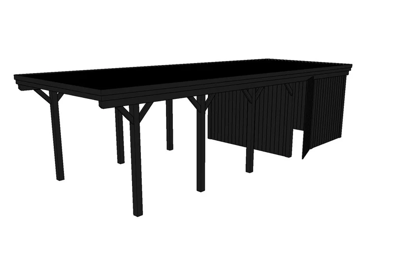 Einzel-Carport CLASSIC Holzblende mit Abstellraum (Verkleidung: Klassisches Duoprofil)