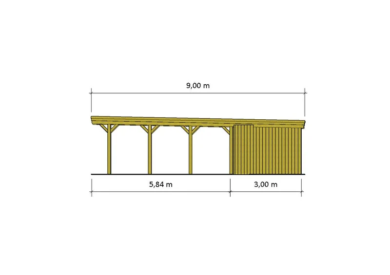 Einzel-Carport CLASSIC Holzblende mit Abstellraum (Verkleidung: Klassisches Duoprofil)