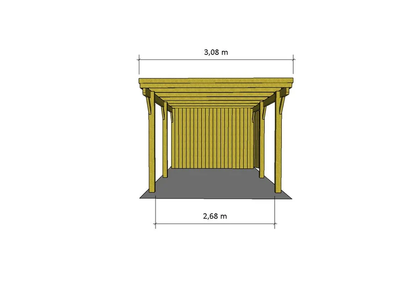 Einzel-Carport CLASSIC Holzblende mit Abstellraum (Verkleidung: Klassisches Duoprofil)