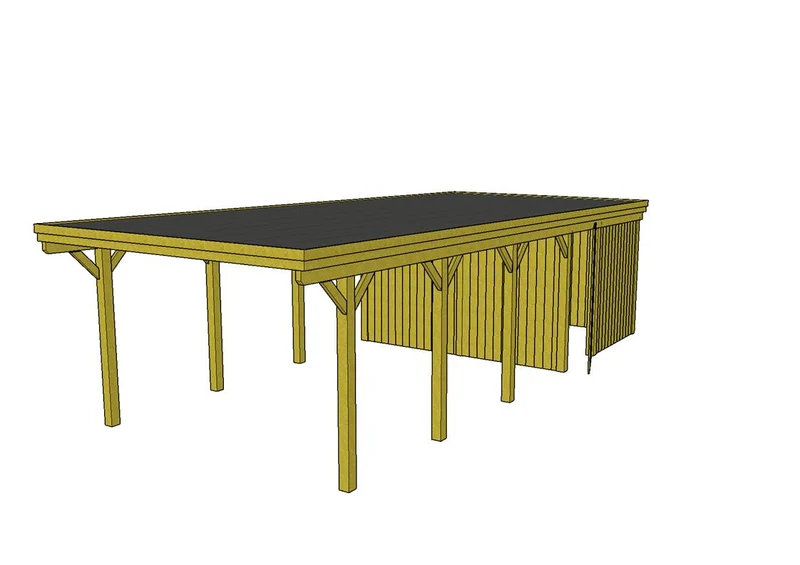 Einzel-Carport CLASSIC Holzblende mit Abstellraum (Verkleidung: Klassisches Duoprofil)
