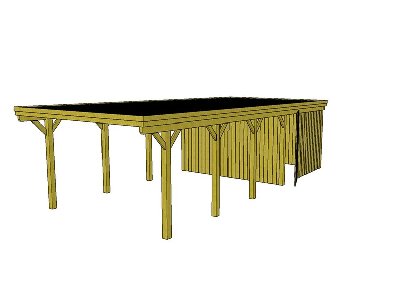 Einzel-Carport CLASSIC Holzblende mit Abstellraum (Verkleidung: Klassisches Duoprofil)