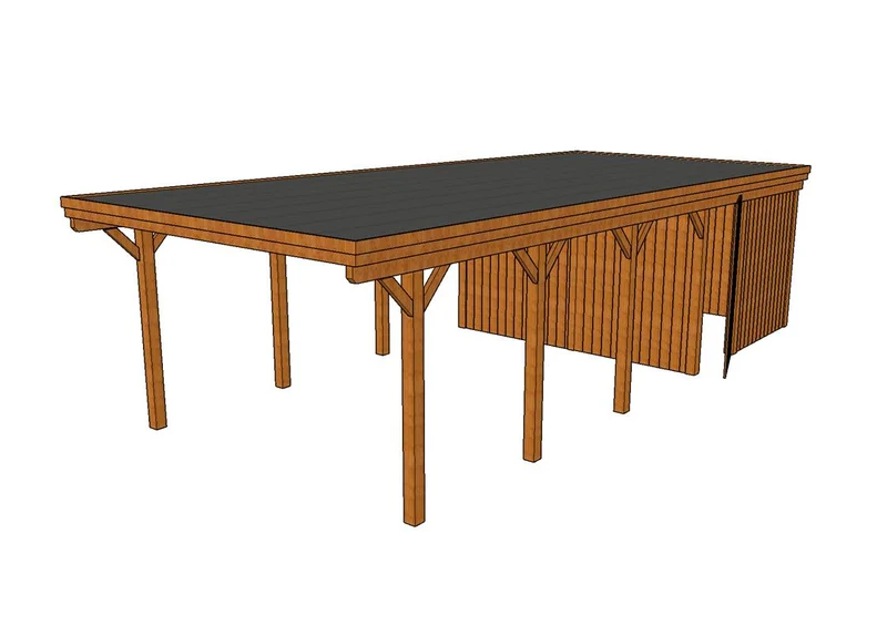 Einzel-Carport CLASSIC Holzblende mit Abstellraum (Verkleidung: Klassisches Duoprofil)