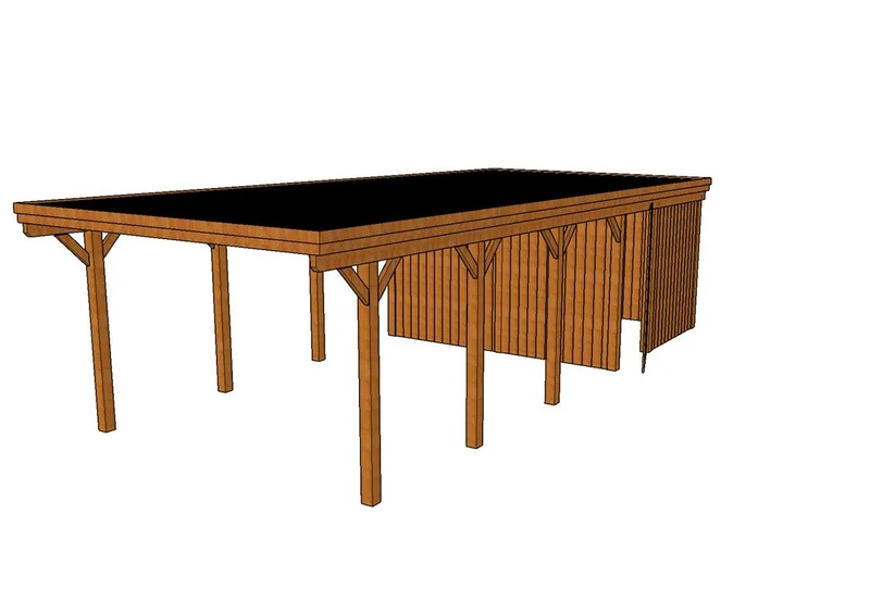 Einzel-Carport CLASSIC Holzblende mit Abstellraum (Verkleidung: Klassisches Duoprofil)
