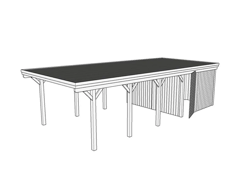 Einzel-Carport CLASSIC Holzblende mit Abstellraum (Verkleidung: Klassisches Duoprofil)