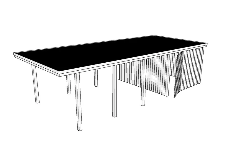 Einzel-Carport CLASSIC Holzblende mit Abstellraum (Verkleidung: Klassisches Duoprofil)