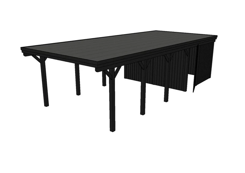 Einzel-Carport CLASSIC Holzblende mit Abstellraum (Verkleidung: Klassisches Duoprofil)